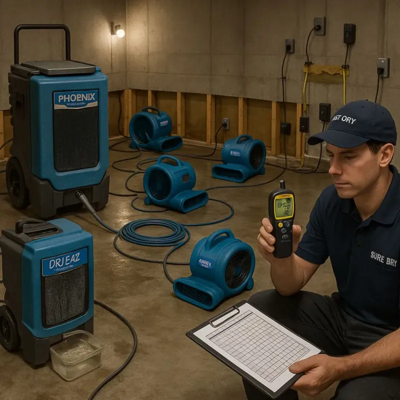 Structural Drying and Dehumidification process in Leo-Cedarville, IN